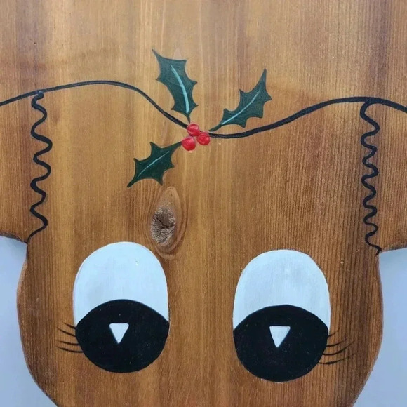 Vintage Handcrafted Wood Christmas Reindeer Rudolph Welcome Sign Rustic Cabincor - Picture 6 of 16